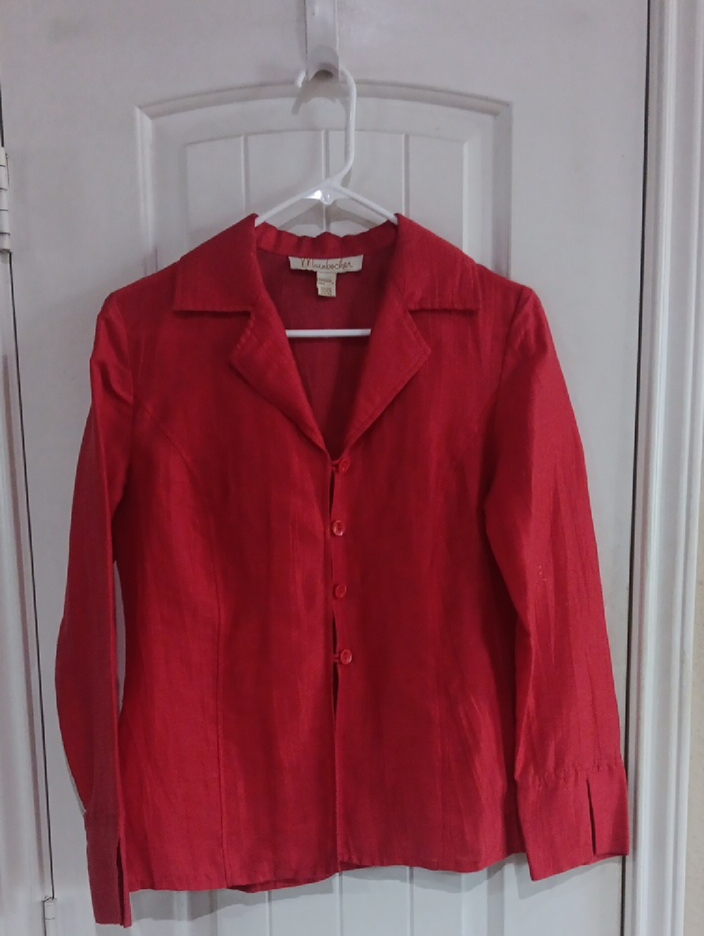 Mainbocher Vintage Style Red Linen Blend Textured Blazer Jacket Sz 4